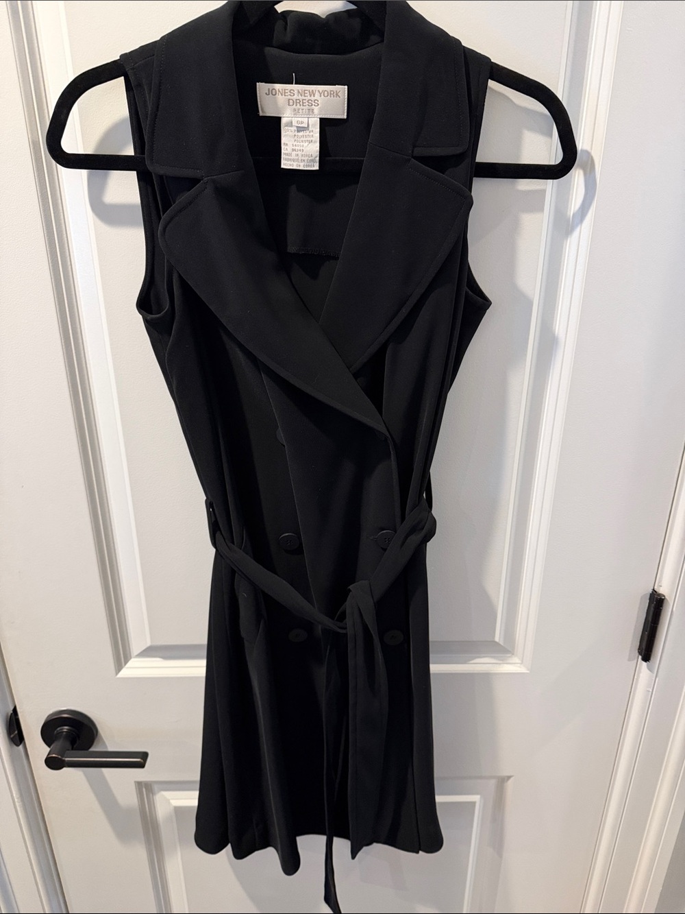 Jones New York Black Sleeveless Trench Midi Dress